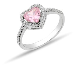 PINK STONE HEART RING - 1