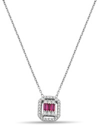 PINK STONE ZIRCON LUGGET NECKLACE - 1