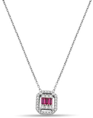 PINK STONE ZIRCON LUGGET NECKLACE - 1