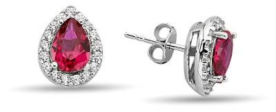 RED DROP STUD EARRINGS ZIRCON - 1