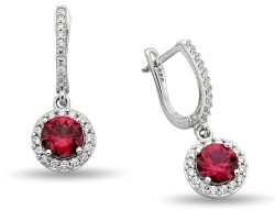 RED ROUND HANGING ZIRCON EARRINGS - 1