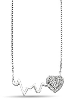 RHYTHM HEART FIGURE ZIRCON NECKLACE - 1