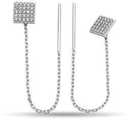 SQUARE STONE CHAIN ​​EARRINGS - 1