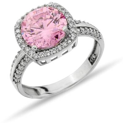 SQUARE STONE PINK ZIRCON RING - 1