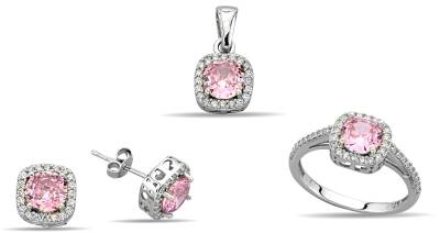 SQUARE STONE PINK ZIRCON SET - 1