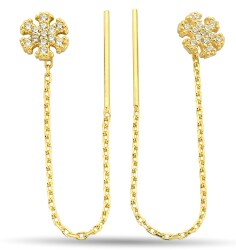 STONE SNOWFLAKE CHAIN ​​EARRINGS - 1