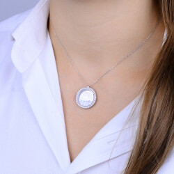 STONE ZIRCON NECKLACE WITH GOD WRITTEN - 3