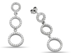 THREE ROUND STONE ZIRCON EARRINGS - 1