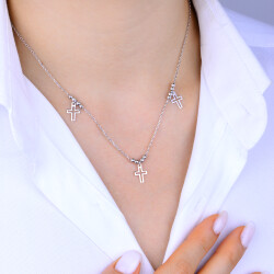 TRIPLE CROSS ZIRCON NECKLACE - 3