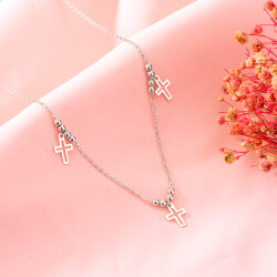 TRIPLE CROSS ZIRCON NECKLACE - 2