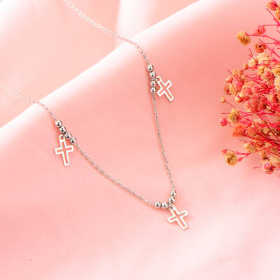 TRIPLE CROSS ZIRCON NECKLACE - 2