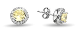 YELLOW ROUND STUD EARRINGS ZIRCON - 1