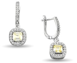 YELLOW SQUARE HANGING ZIRCON EARRINGS - 1