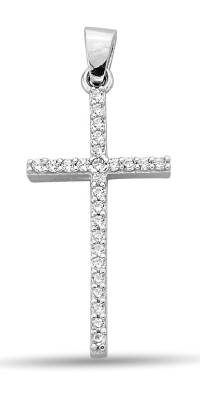 CROSS PENDANT WITH ROUND ZIRCONIA STONE - 1