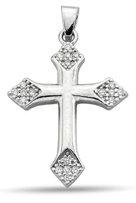 CROSS PENDANT WITH ROUND ZIRCONIA STONE - 1