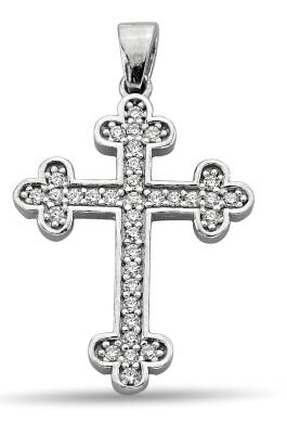 CROSS PENDANT WITH ROUND ZIRCONIA STONE - 1