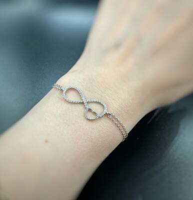 ZIRCON BRACELET WITH INFINITY AND HEART FIGURE - 2