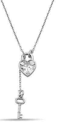 ZIRCONIA NECKLACE WITH HEART AND KEY FIGURE - 1